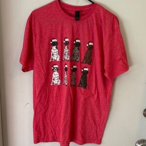 Red Graphic T-Shirt with Dog Print